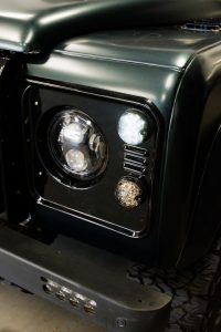 Defender LS front grille and headlights in close-up